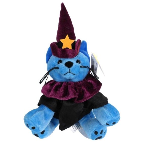 PAW PALS Boo Mews 8" blue cat bean bag stuffed animal, plush Halloween 2000, NEW - Picture 1 of 3